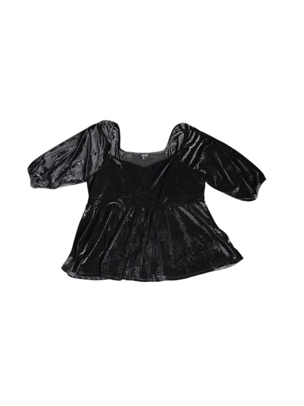 Torrid Black Velvet Flower Detail Blouse
